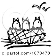Clipart Black And White Birds In A Nest Royalty Free Vector Illustration