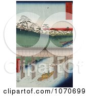 Poster, Art Print Of Boat Carrying Cargo Passing Under A Conduit On The Tea-Water Canal Near Mt Fuji Tokyo Japan