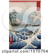 Poster, Art Print Of Breaking Wave At Satta Point On Suruga Bay Japan With A View Of Mt Fuji