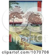 Poster, Art Print Of Red Leaved Maple Trees And A Stream On Sunset Hill Near Mt Fuji Meguro Tokyo Japan