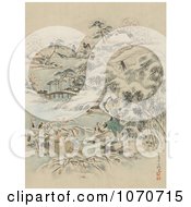 Royalty Free Historical Illustration Of Samurai Warriors Searching A Village For Escapees During A Winter Attack