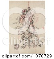 Poster, Art Print Of Wounded Samurai Warrior Drinking Sake From A Bowl