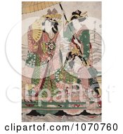 Poster, Art Print Of Two Servants Fanning And Holding A Parasol Over A Princess On A Boat