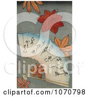 Poster, Art Print Of Hand Fan With Maple Leaves