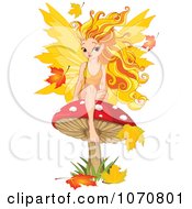 Poster, Art Print Of Autumn Fairy Sitting On A Mushroom