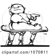 Clipart Woodcut Baby Being Carried On A Sled Royalty Free Vector Illustration