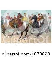 Poster, Art Print Of Group Of Seven Jockeys On Horseback Ready For A Race