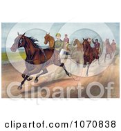 Poster, Art Print Of Group Of Men Racing Horses With Dust Rising On The Track