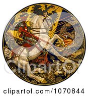 Knight On A White Horse Battling A Dragon Under An Austro-Hungarian Banner