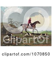 Poster, Art Print Of Man Captain Ricketts On Horseback Fox Hunting With Dogs