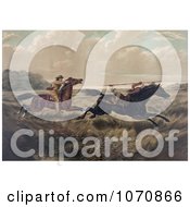 Illustration Of A White Man Chasing A Native American Indian Both On Horseback Royalty Free Historical Clip Art