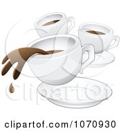 Spilling Cup Of Coffee And Two Other Mugs