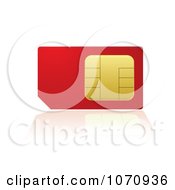 3d Red And Gold Cell Phone Sim Card With A Reflection