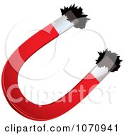 Clipart 3d Horseshoe Magnet Attracting Iron Filings Royalty Free Vector Illustration by michaeltravers