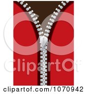 Clipart 3d Zipper On Red Fabric Royalty Free Vector Illustration by michaeltravers