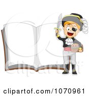 Clipart Pirate Boy Over An Open Story Book Royalty Free Vector Illustration