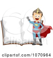 Poster, Art Print Of Super Hero Boy Over An Open Story Book
