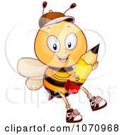 Poster, Art Print Of Bee Student Holding A Pencil