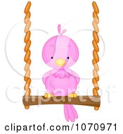 Poster, Art Print Of Pink Bird On A Swing