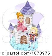 Poster, Art Print Of Fairy Tale Prince Talking To A Princess On A Cloud Castle