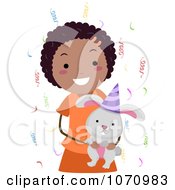 Poster, Art Print Of Birthday Girl Holding A Rabbit