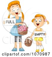Poster, Art Print Of Girls Comparing Full And Empty Flower Baskets