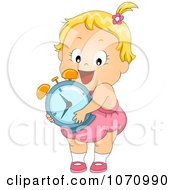 Poster, Art Print Of Baby Girl With An Alarm Clock