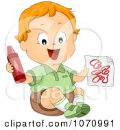 Royalty-Free (RF) Clipart Illustration of a Happy Little Girl Sitting
