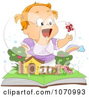 Poster, Art Print Of Baby Girl Playing With A Popup Book