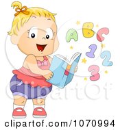 Poster, Art Print Of Baby Girl With A Learning Book