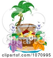 Poster, Art Print Of Treasure Chest Open On A Tropical Beach