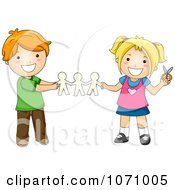 Clipart School Kids Playing With Paper Dolls Royalty Free Vector Illustration