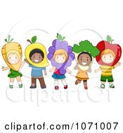 Clipart School Kids Wearing Produce Costumes Royalty Free Vector Illustration by BNP Design Studio