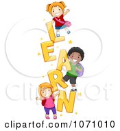 Clipart School Kids Playing On The Word LEARN Royalty Free Vector Illustration