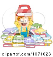 Poster, Art Print Of Happy Boy In A Pile Of Books
