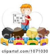 Clipart School Boy Sharing A Photo Album With His Classmates Royalty Free Vector Illustration