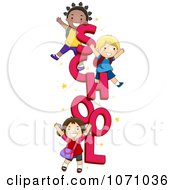 Clipart Preschool Kids With The Word SCHOOL Royalty Free Vector Illustration