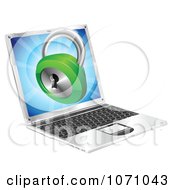 3d Security Padlock Emerging From A Laptop Computer