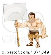 Poster, Art Print Of Strong Caveman Holding A Sign