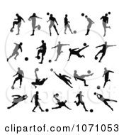 Poster, Art Print Of Black And White Silhouetted Soccer Players