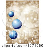 Clipart 3d Blue Christmas Baubles Over Gold Glitter With Copyspace Royalty Free Vector Illustration