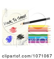 Clipart Colored Pencils With Scribbles And Back To School Paper Royalty Free Vector Illustration