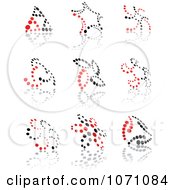 Clipart Abstract Red And Black Energy Logos Royalty Free Vector Illustration