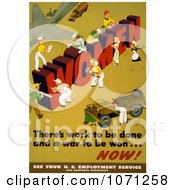 Poster, Art Print Of Women Building The Word Women - Theres Work To Be Done And A War To Be Won  Now