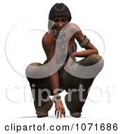 Clipart 3d Beautiful Native American Indian Woman Crouching Royalty Free CGI Illustration
