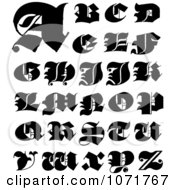 Black And White Capital Vintage Styled Calligraphy Alphabet Letters