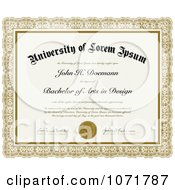 Poster, Art Print Of Bachelor Of Arts In Design Certificate With Sample Text