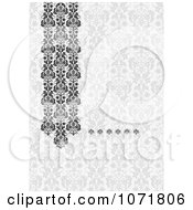 Poster, Art Print Of Gray Damask Floral Invitation With Copyspace