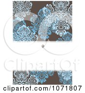 Clipart Blue And Brown Floral Damask Invitation With Copyspace 1 Royalty Free Vector Illustration