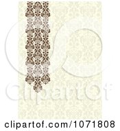 Poster, Art Print Of Beige And Brown Damask Floral Invitation With Copyspace